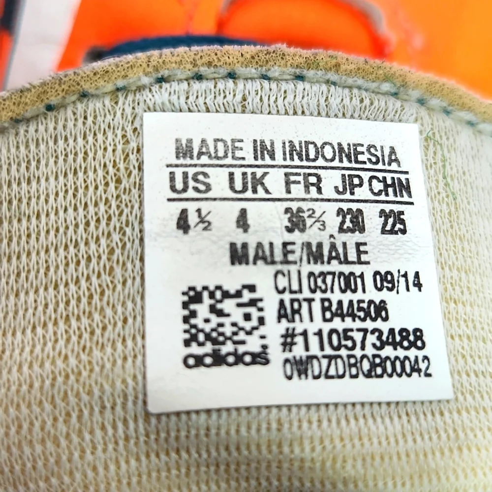ADIDAS Leather Lace Up Boys Orange / Green Runners (4.5) - Picture 9 of 9